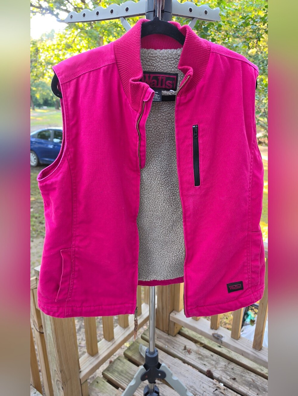 Walls Women's Size Large Pink Sherpa-Lined Vest